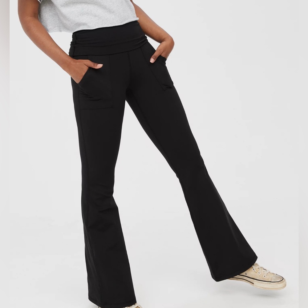 Aerie Flare Fold Over Ribbed Leggings